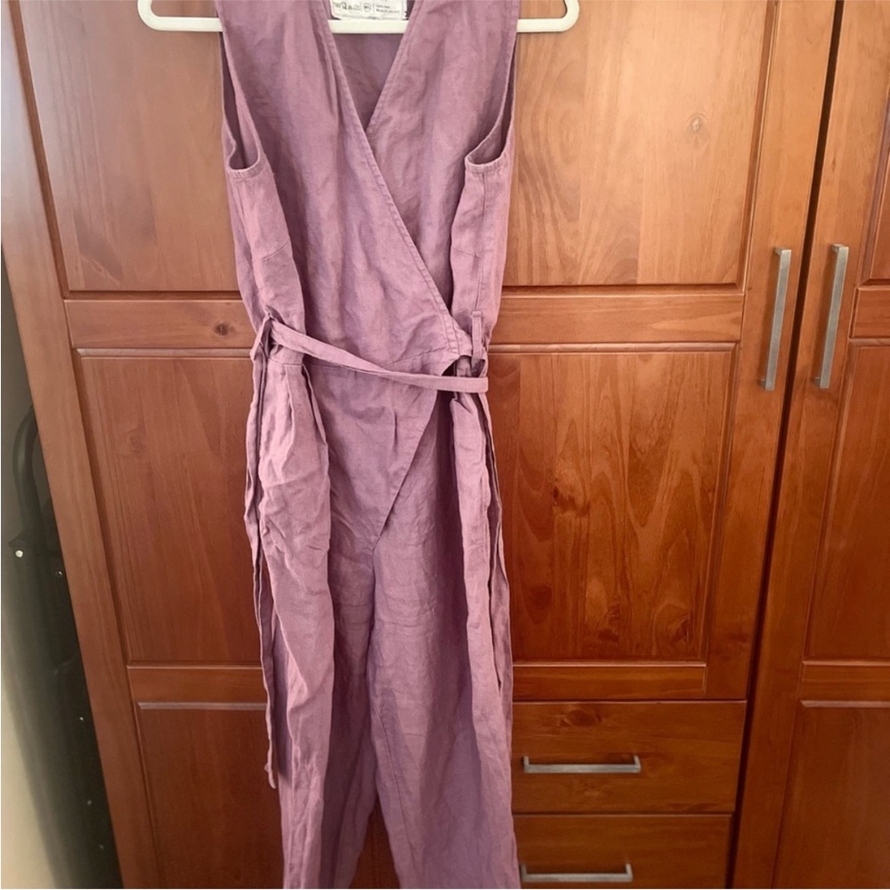 notPERFECTLINEN Lavender Wrap Jumpsuit